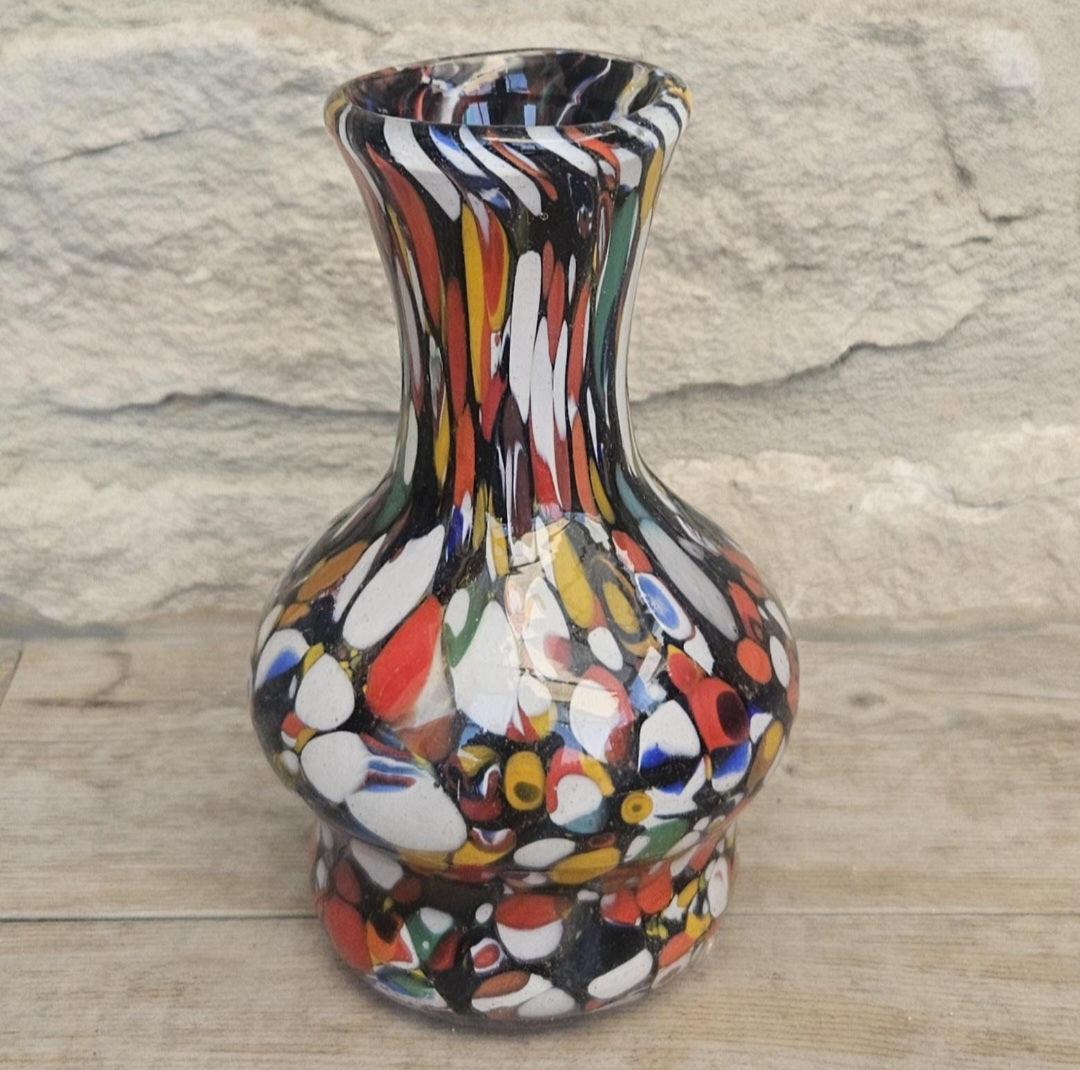 Vintage Italian Fratelli Toso Murano Vase 13cm Tall Multicoloured Hand Blown