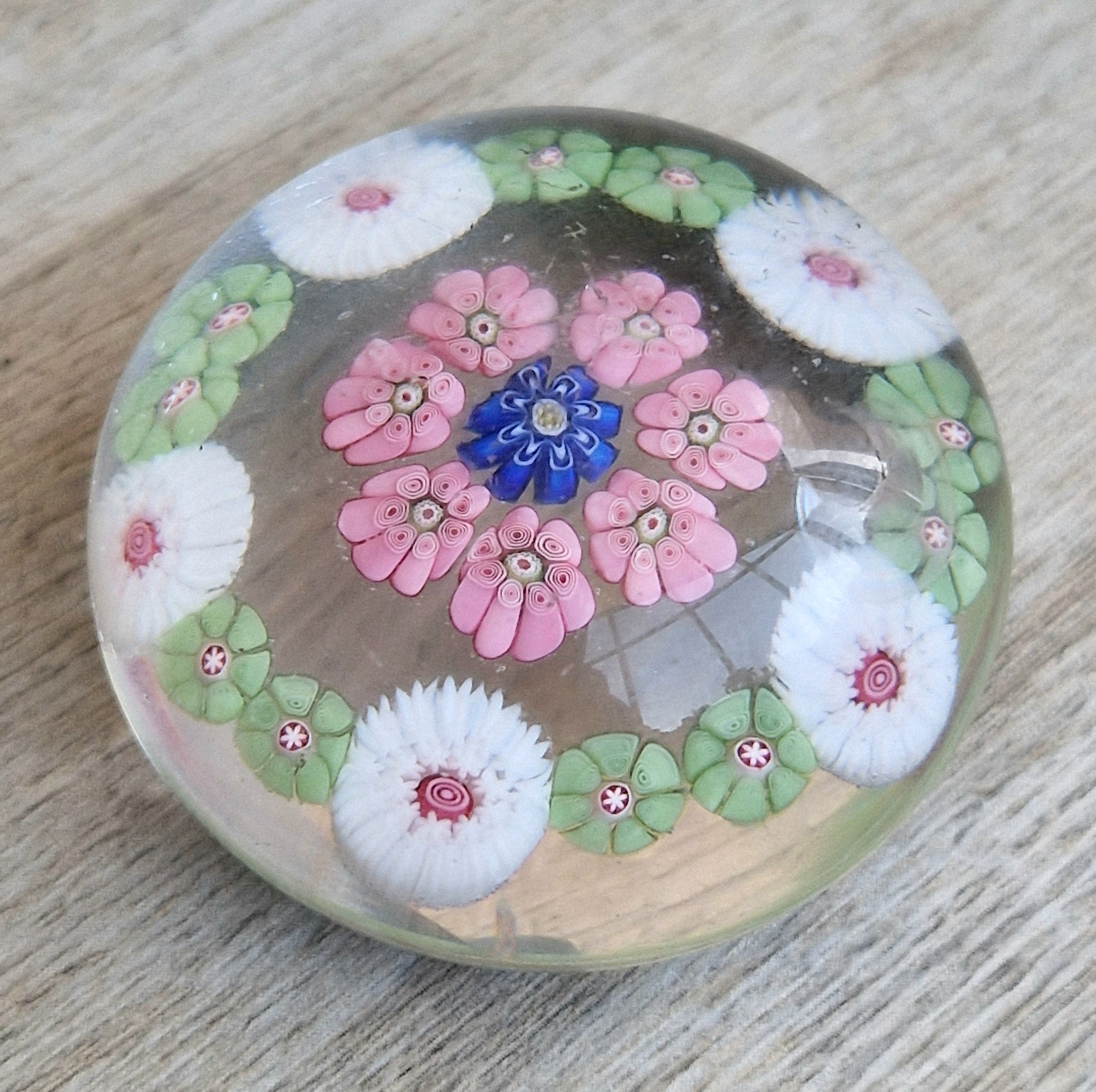 Antique Clichy Miniature Spaced Millefiori Glass Paperweight – c.1850 – 4.6cm Bruised