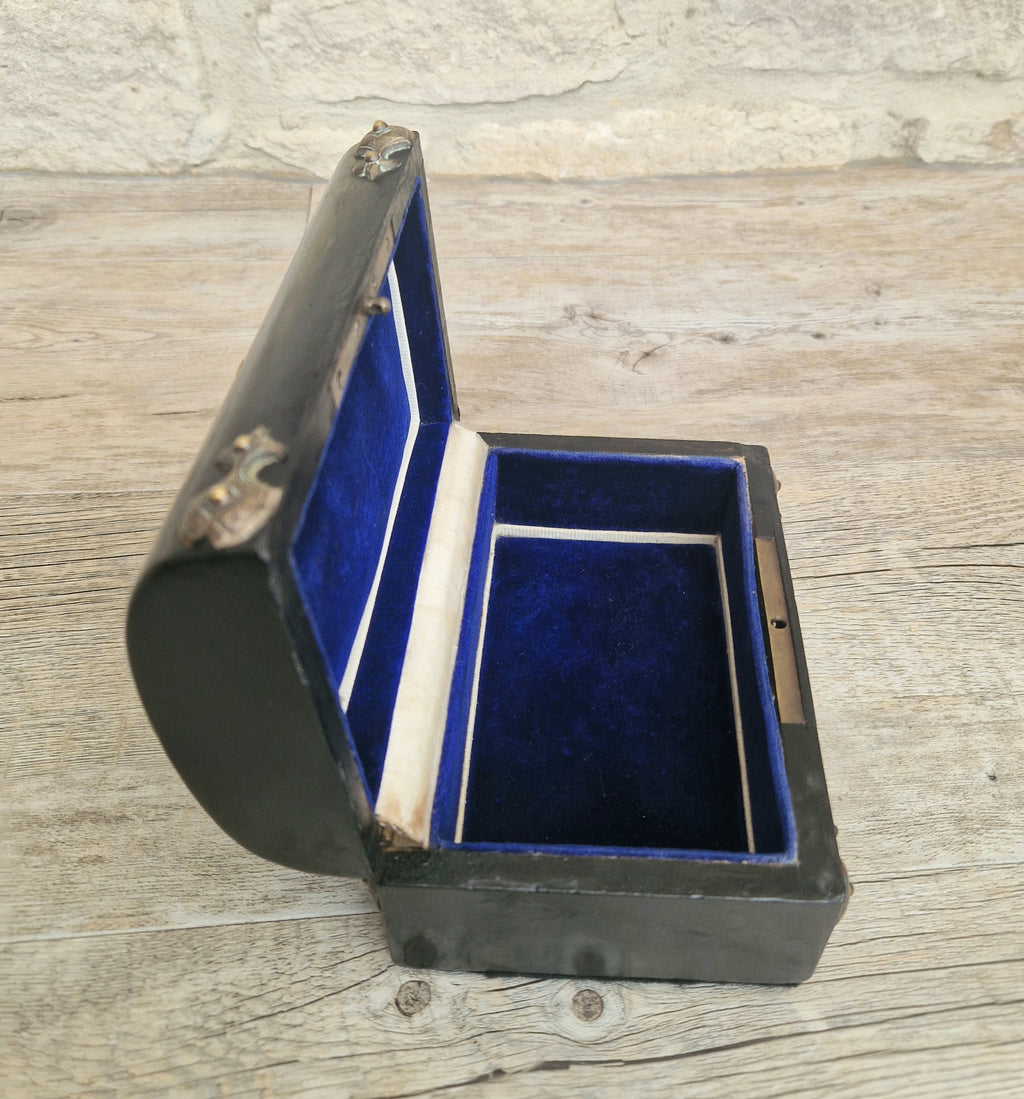 Antique Napoleon 111 Ebonised Neo-Classical Bronze Cameo Dome Top Trinket Jewellery Casket c.1852-1870