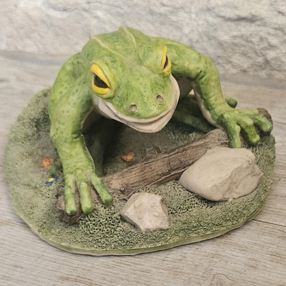 Vintage Ceramic Frog Ornament 1993 Anthropomorphic Signed Collectible Shelf Decor or Retro Gift