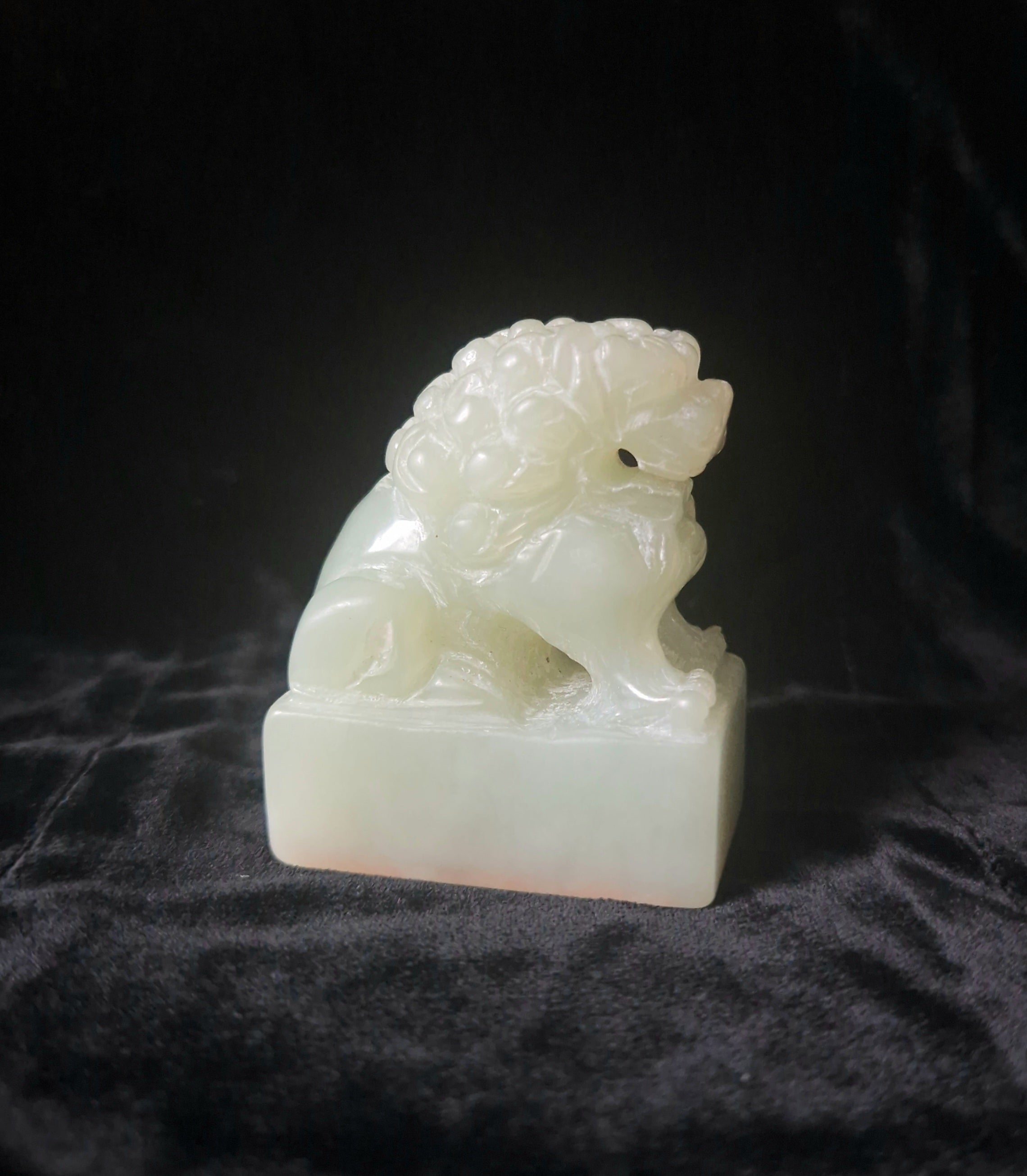 Antique Chinese Carved Jade Foo Dog Lion Chop Stamp 6cm