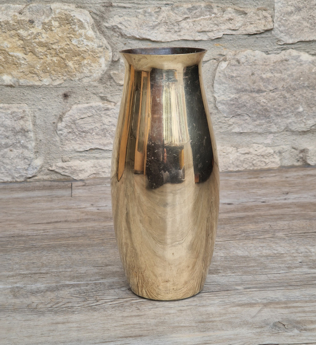 Art Deco Heavy Brass Baluster Vase Weighted Base Antique Brass Decor