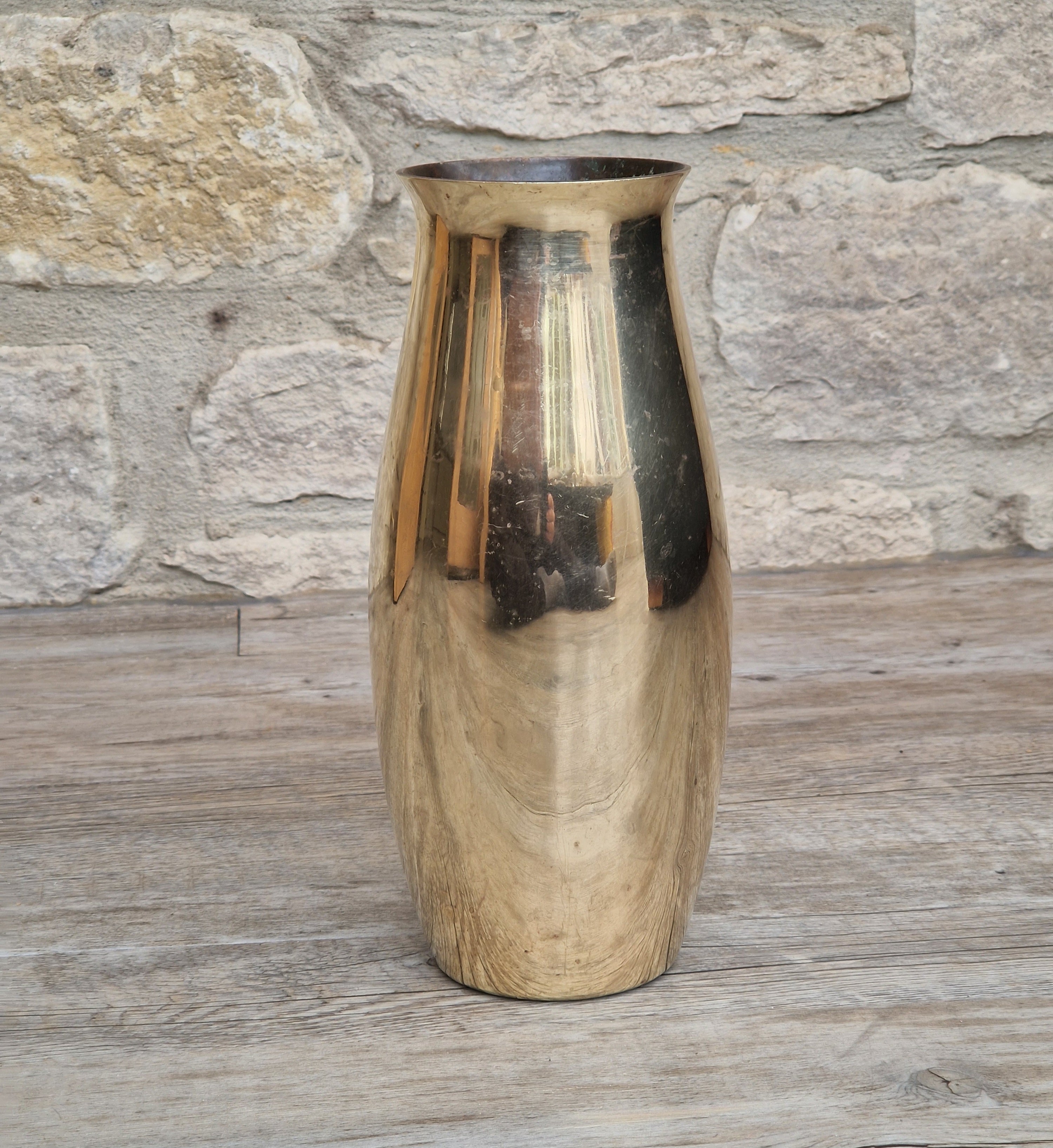 Art Deco Heavy Brass Baluster Vase Weighted Base Antique Brass Decor