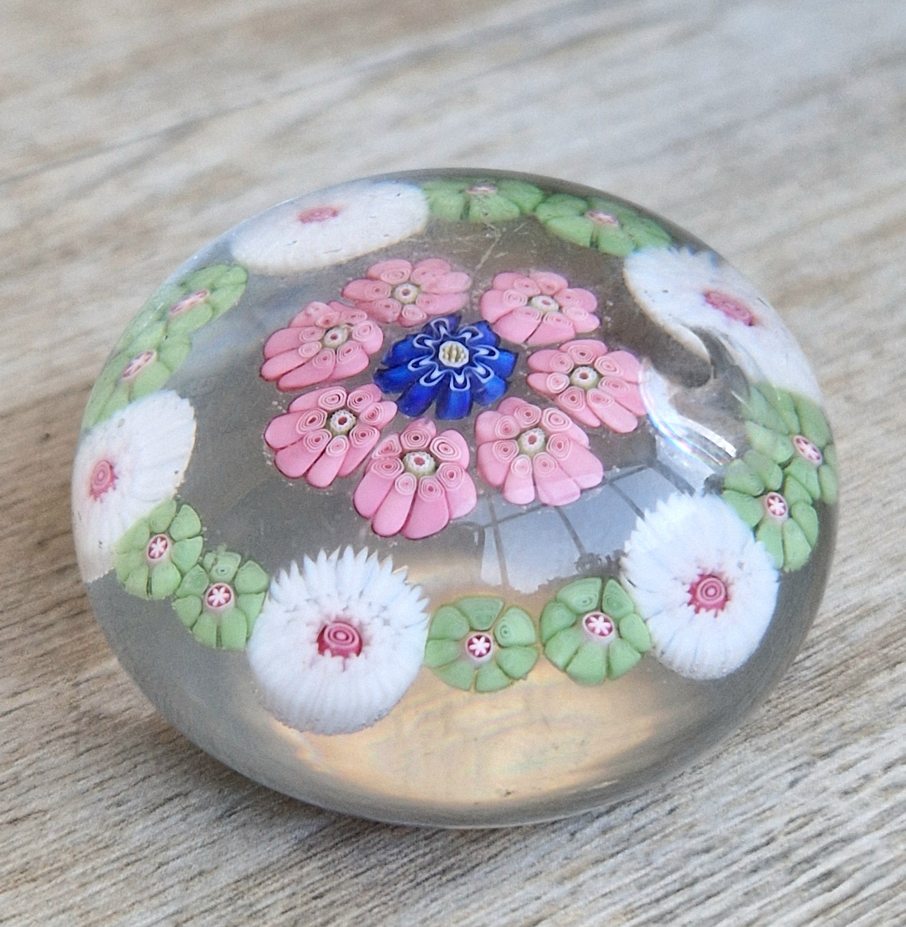 Antique Clichy Miniature Spaced Millefiori Glass Paperweight – c.1850 – 4.6cm Bruised