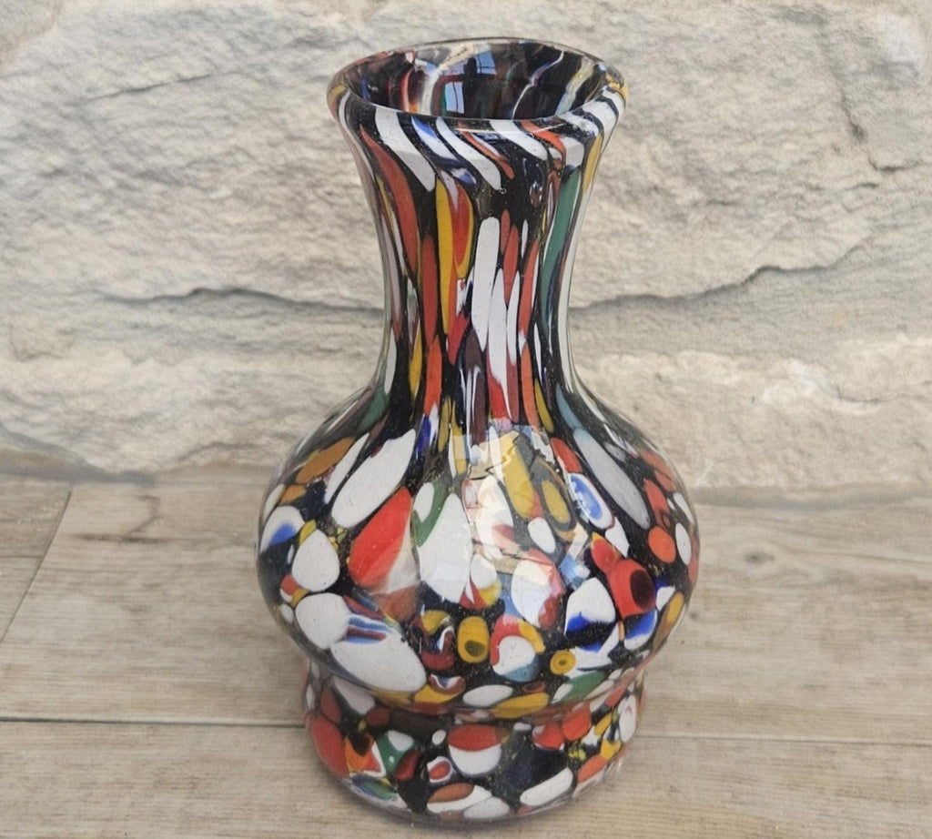 Vintage Italian Fratelli Toso Murano Vase 13cm Tall Multicoloured Hand Blown