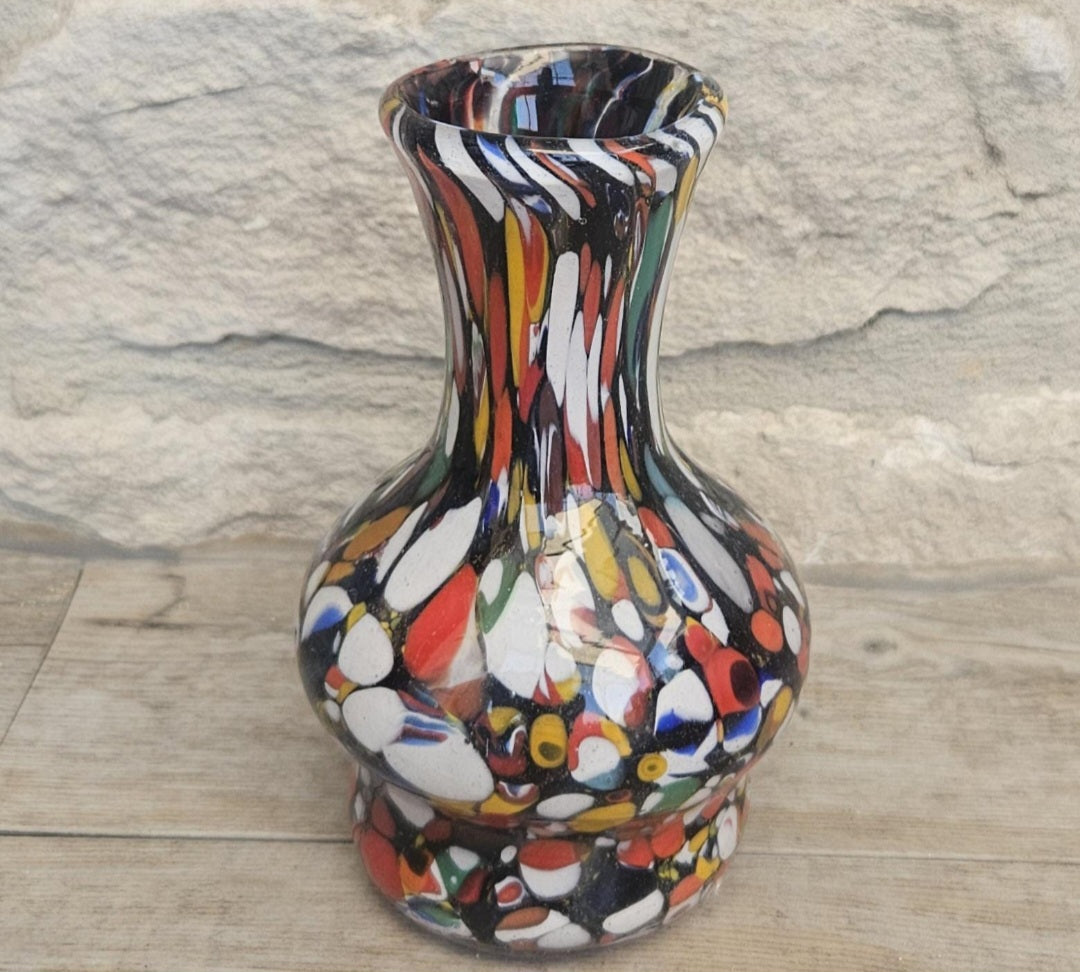 Vintage Italian Fratelli Toso Murano Vase 13cm Tall Multicoloured Hand Blown