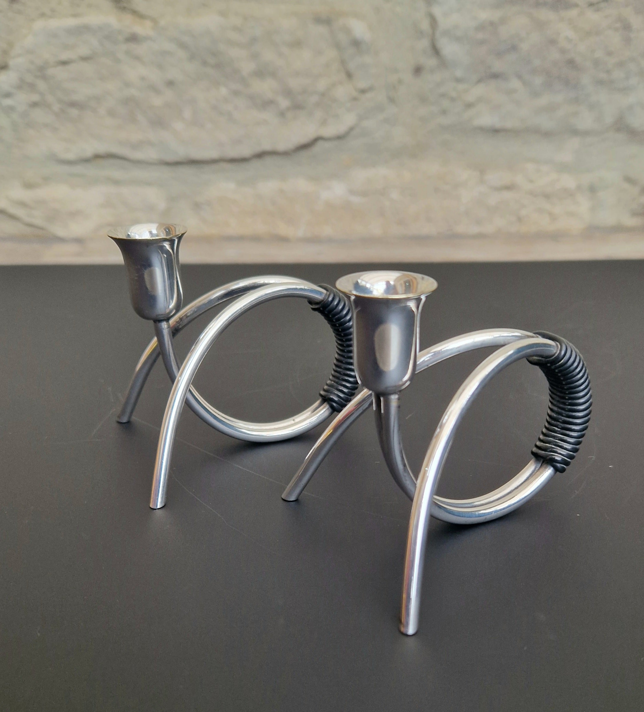 Danish Modern Miniature Silver Plated Candlesticks Carl F. Christiansen Pair