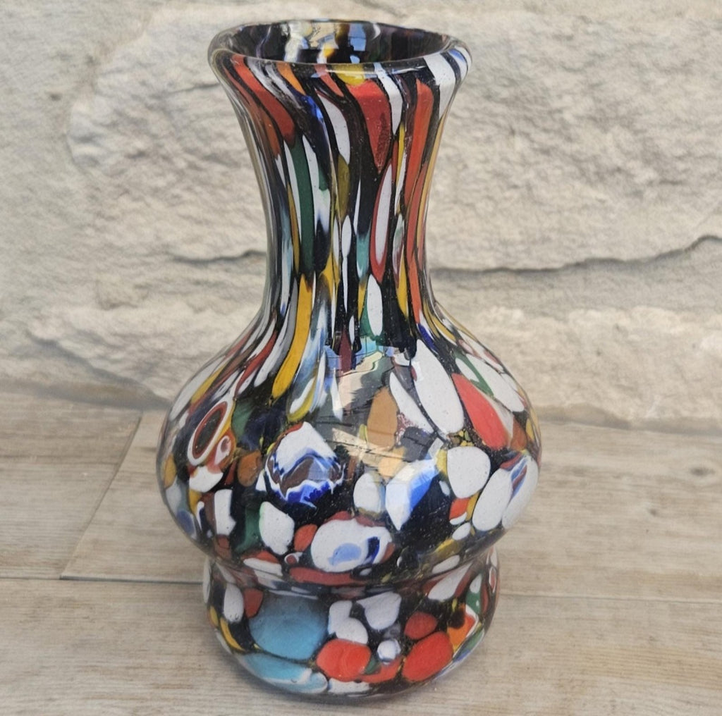 Vintage Italian Fratelli Toso Murano Vase 13cm Tall Multicoloured Hand Blown