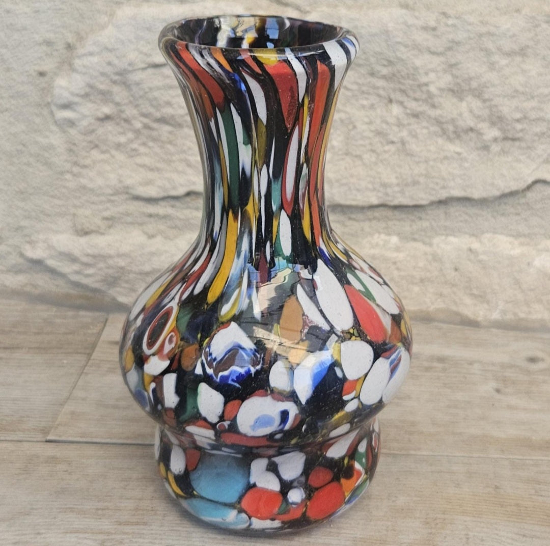 Vintage Italian Fratelli Toso Murano Vase 13cm Tall Multicoloured Hand Blown