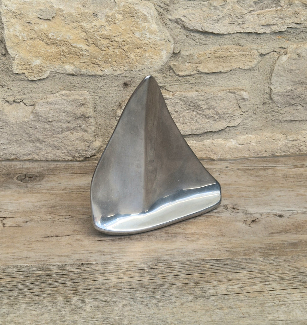 Vintage Hoselton Sailboat Stylised Aluminium Sculpture Signed Minimalist Nautical Decor