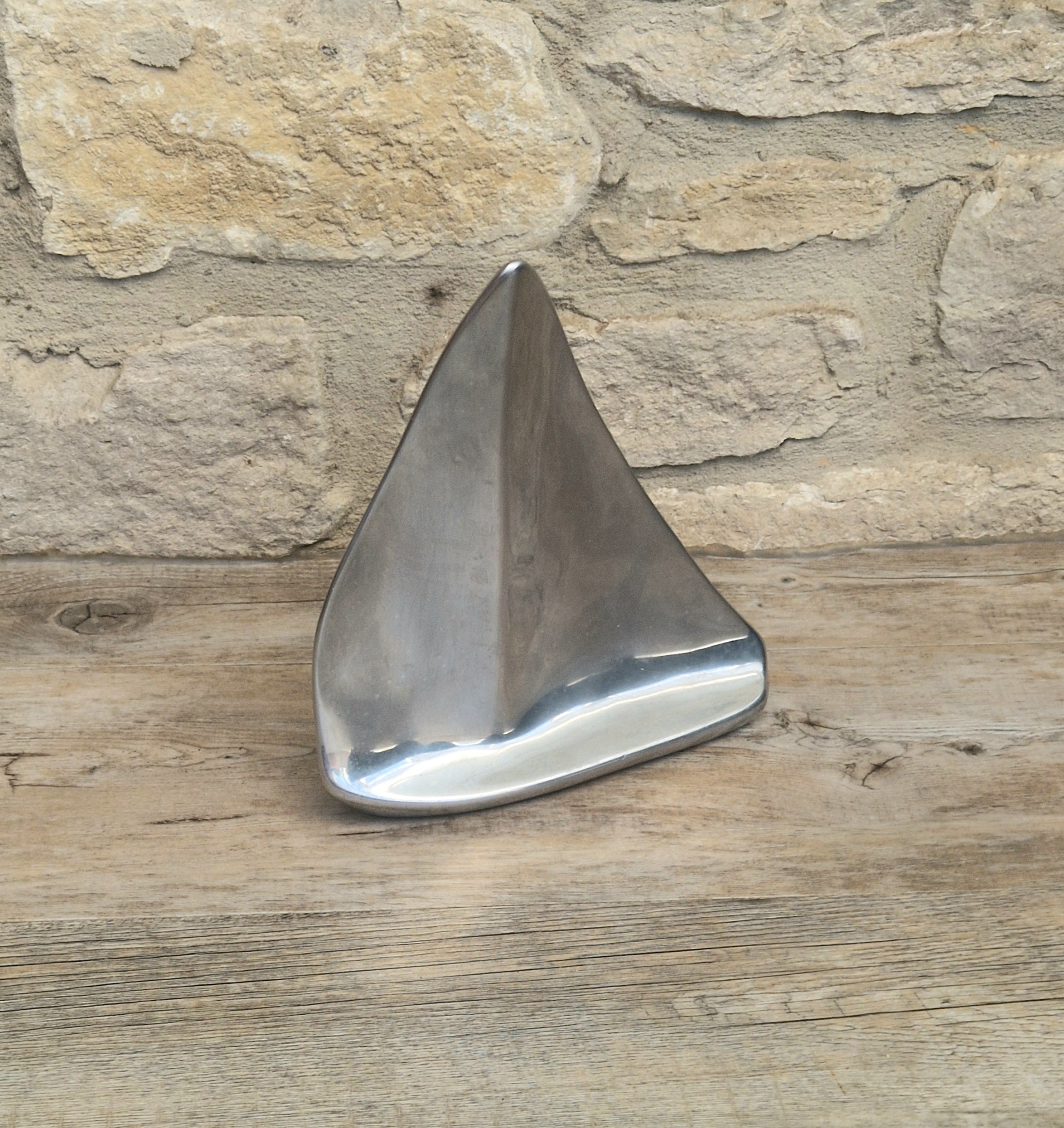 Vintage Hoselton Sailboat Stylised Aluminium Sculpture Signed Minimalist Nautical Decor