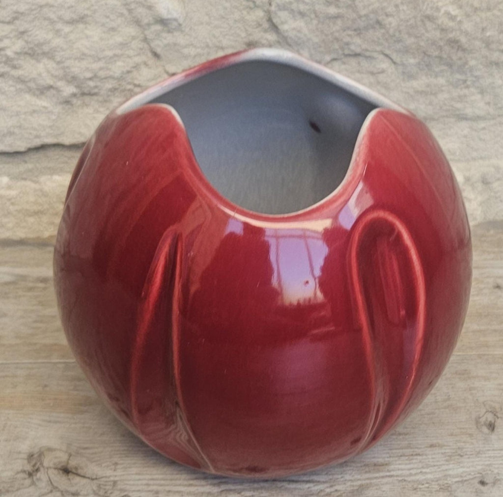 Vintage Art Deco Style Globe Vase Cerise Tulip Vase Made in England