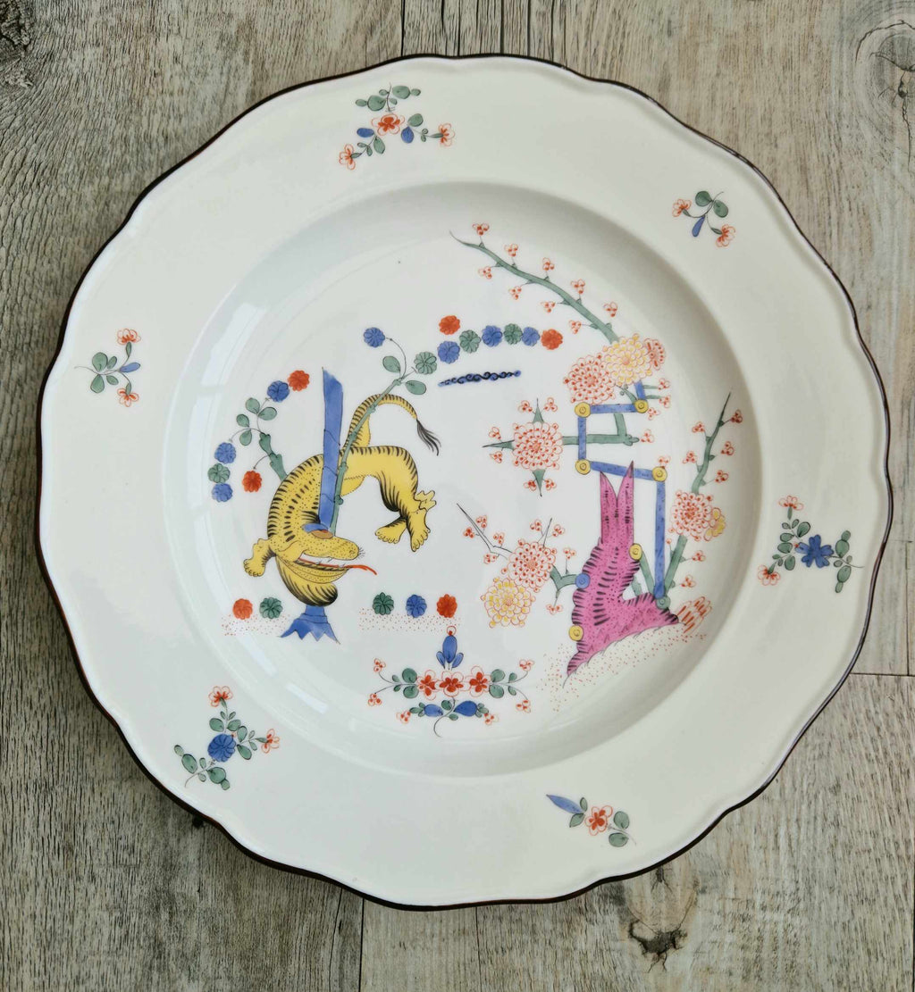 Antique MEISSEN KAKIEMON "Gelber Löwe" Yellow Tiger Pattern 1st Quality Plate 25cm