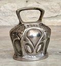 Antique Art Nouveau Silvered Bronze Large Ornate Decorated Table Bell