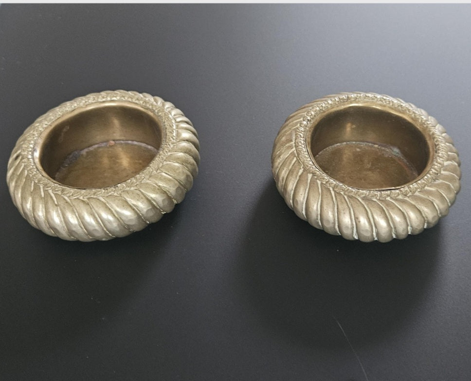 Vintage Pair Brass Tribal Bangle Bowls Vide Poche Small Mcm Brass Coffee Table Bowls