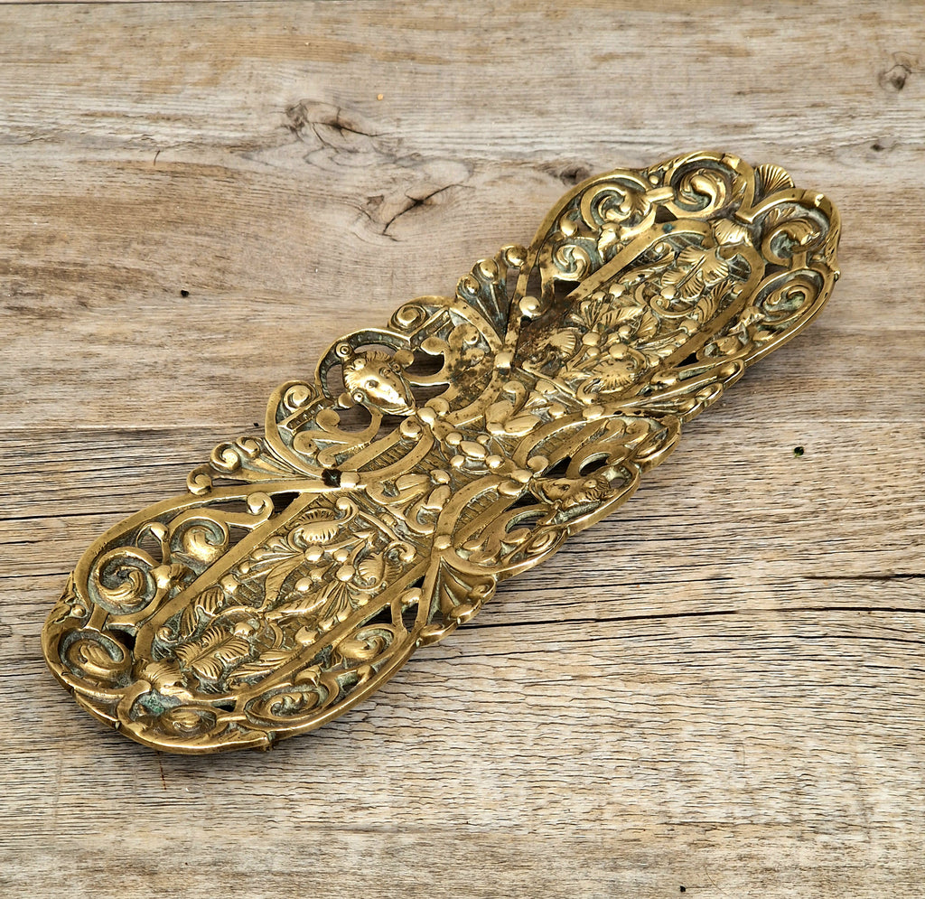 Antique Renaissance Revival Cast Brass Pen Tray