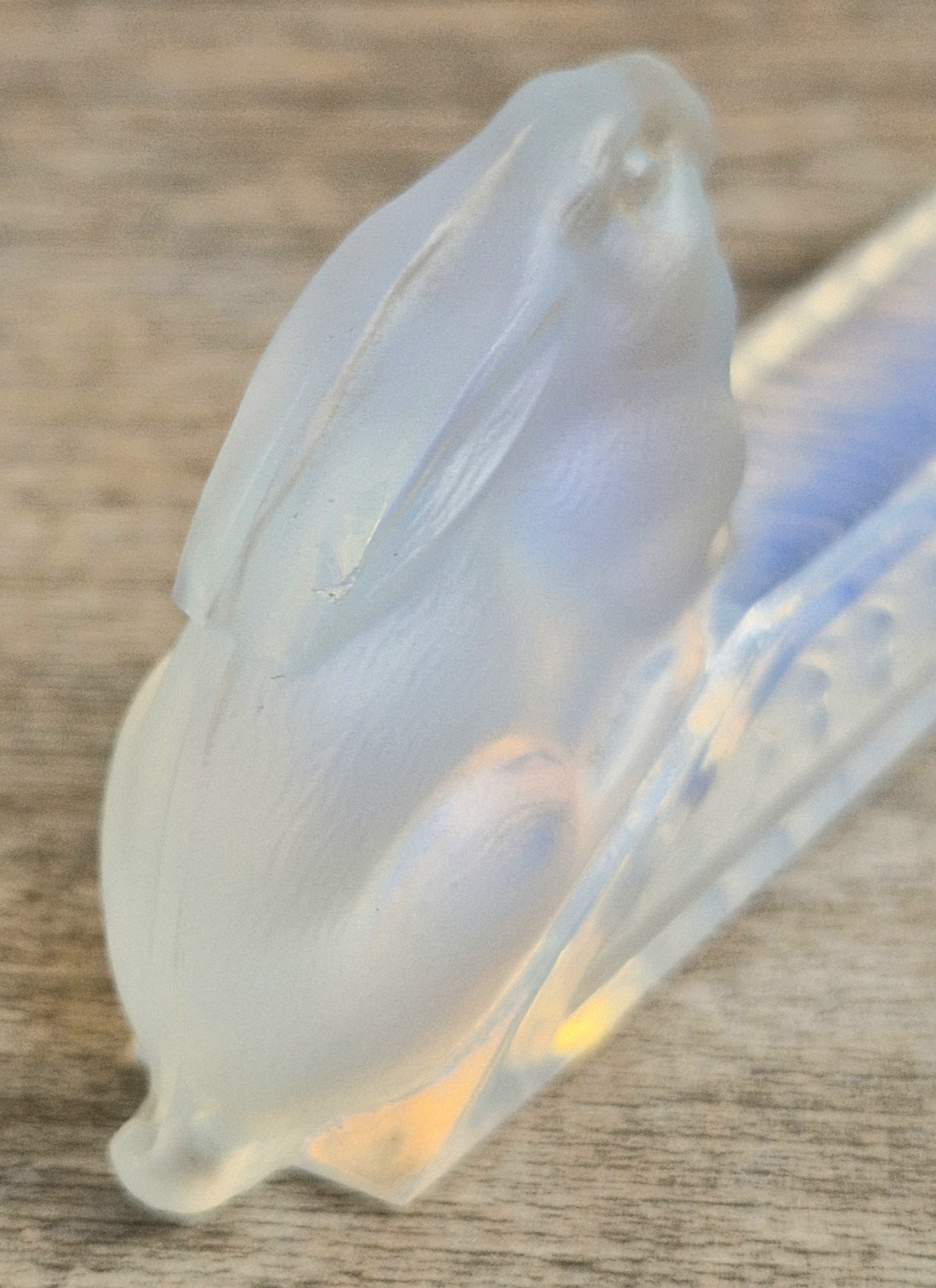 Vintage Etling France Opalescent Glass Rabbit Knife Rest Art Deco Opaline Figurine 11cm