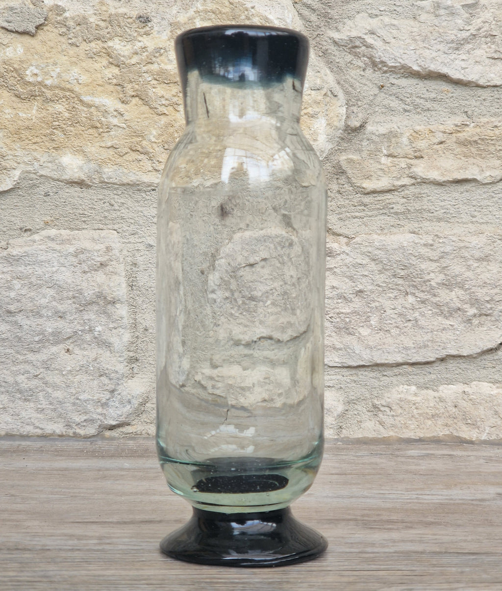 Rare Antique Regency Apothecary Jar c. 1800-1830 English Heavy Lead Crystal Specimen Glass with Fused Inky Blue-Black Rim & Foot