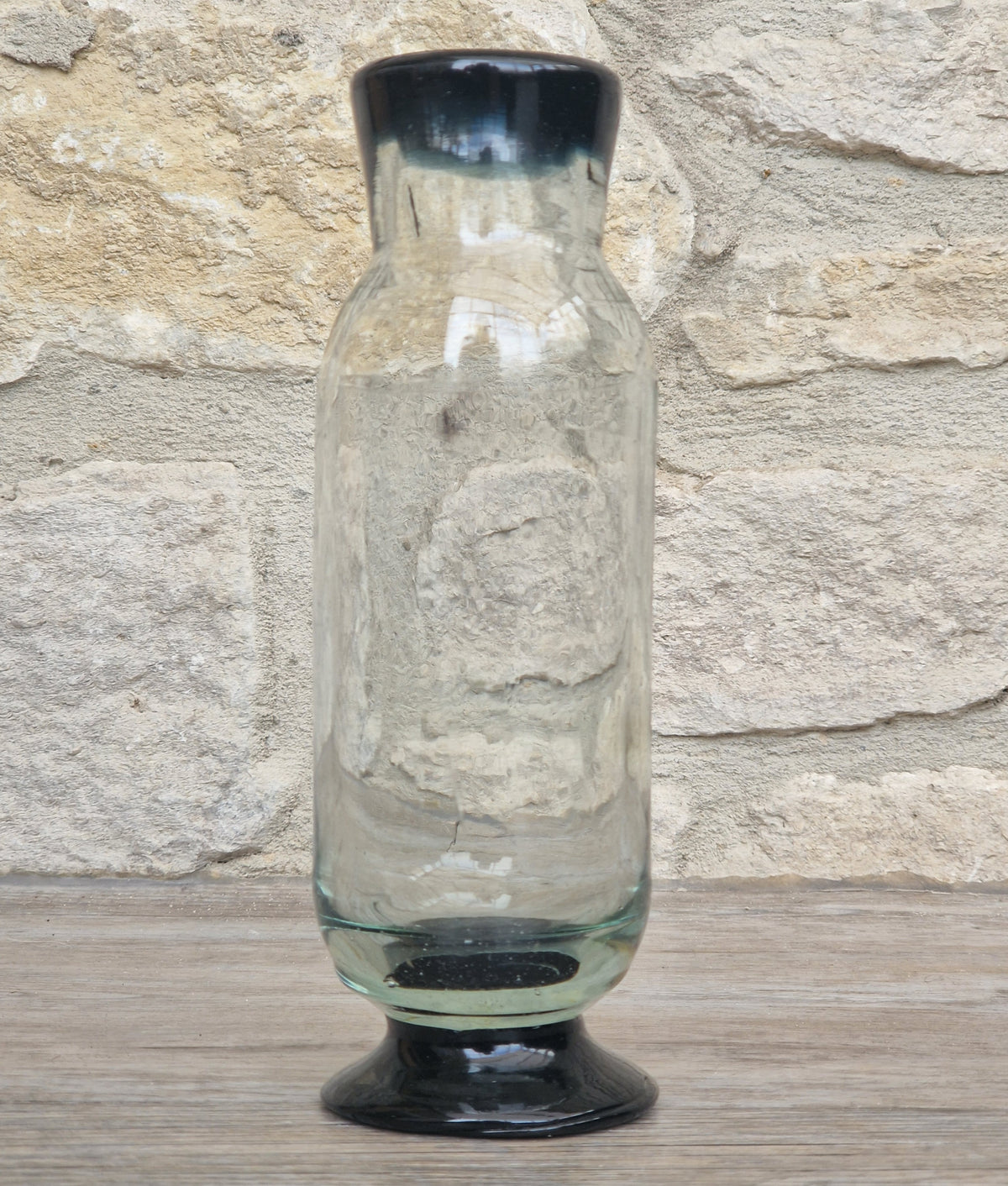 Rare Antique Regency Apothecary Jar c. 1800-1830 English Heavy Lead Crystal Specimen Glass with Fused Inky Blue-Black Rim & Foot
