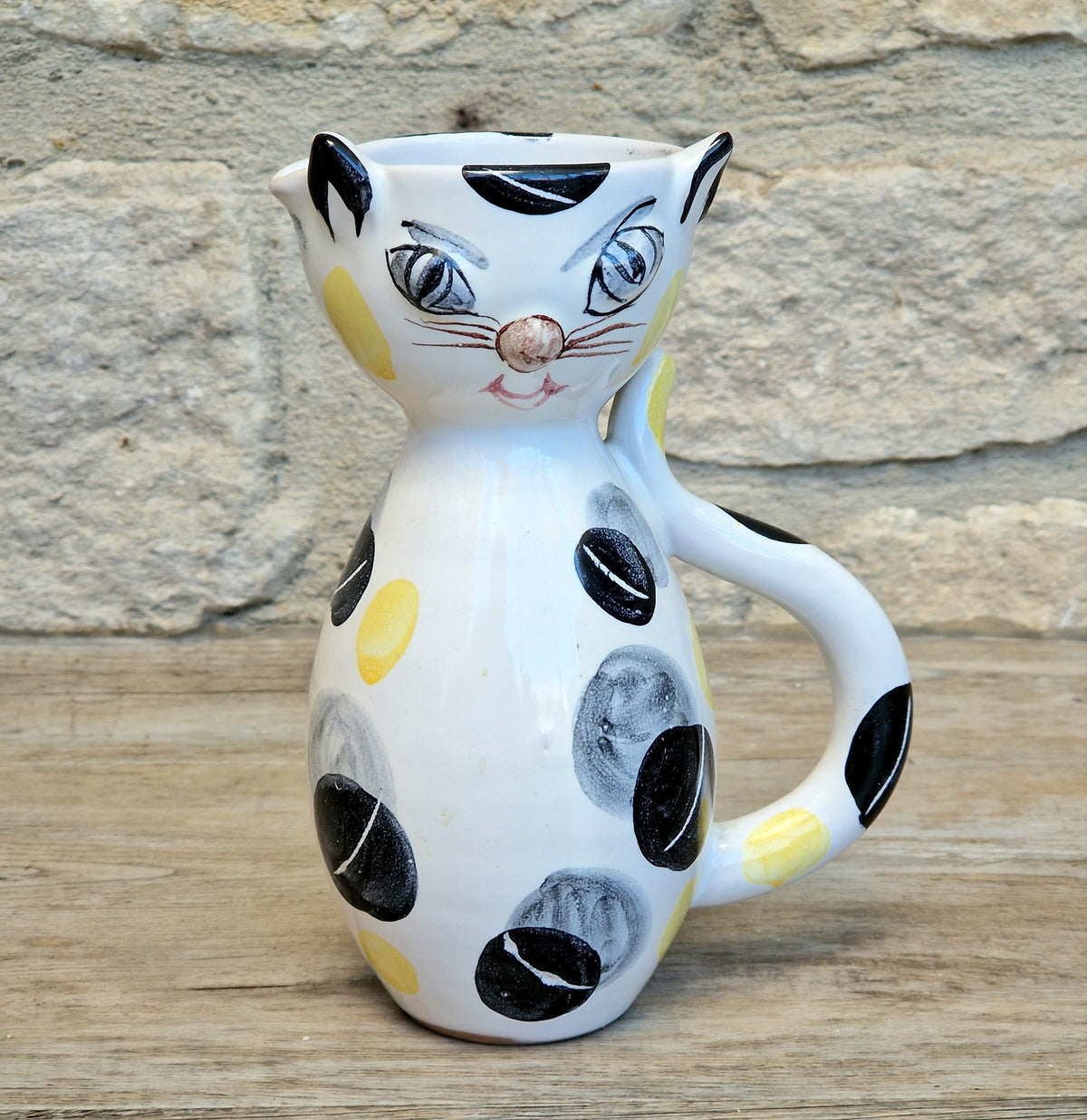 Vintage Italian Ceramic Handpainted Cat Jug 15.5cm