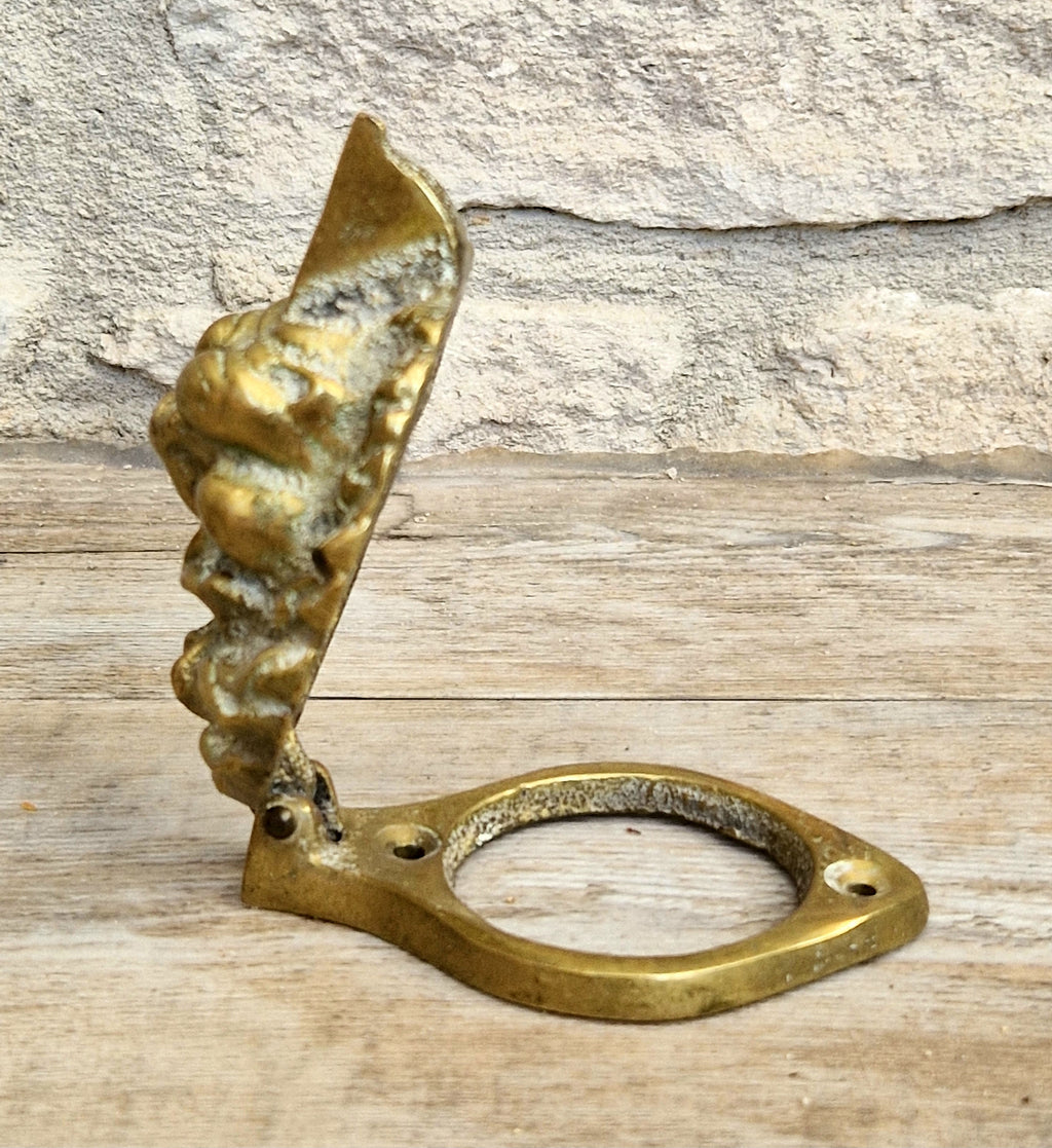 Heavy Cast Brass Small Lion Head Mask Classical Door Knocker 10cm Vintage Decor