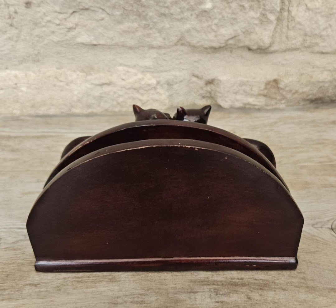 Cat Letter Rack Resin Vintage Heavy Unusual Two Cats Desk Organizer Decorative Mail Holder