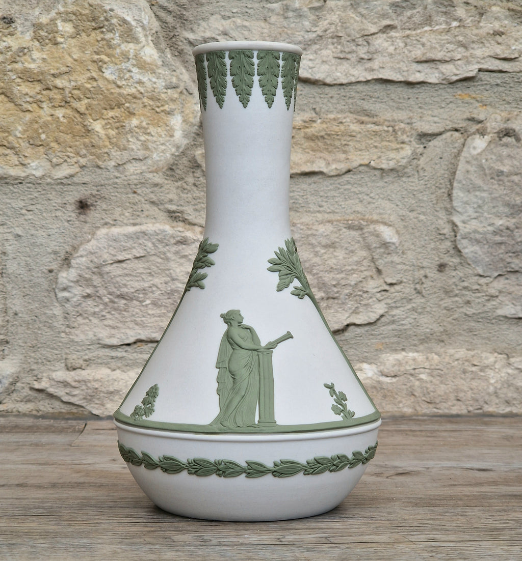 Vintage Wedgwood Jasperware Sage on White Parnassus Vase