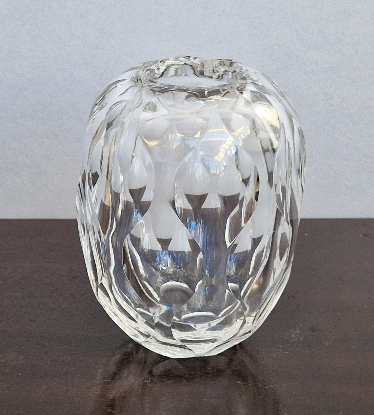 Antique 1930s Orrefors Sweden Sven Palmqvist Optic Cut Crystal Vase 1730/7 Art Deco