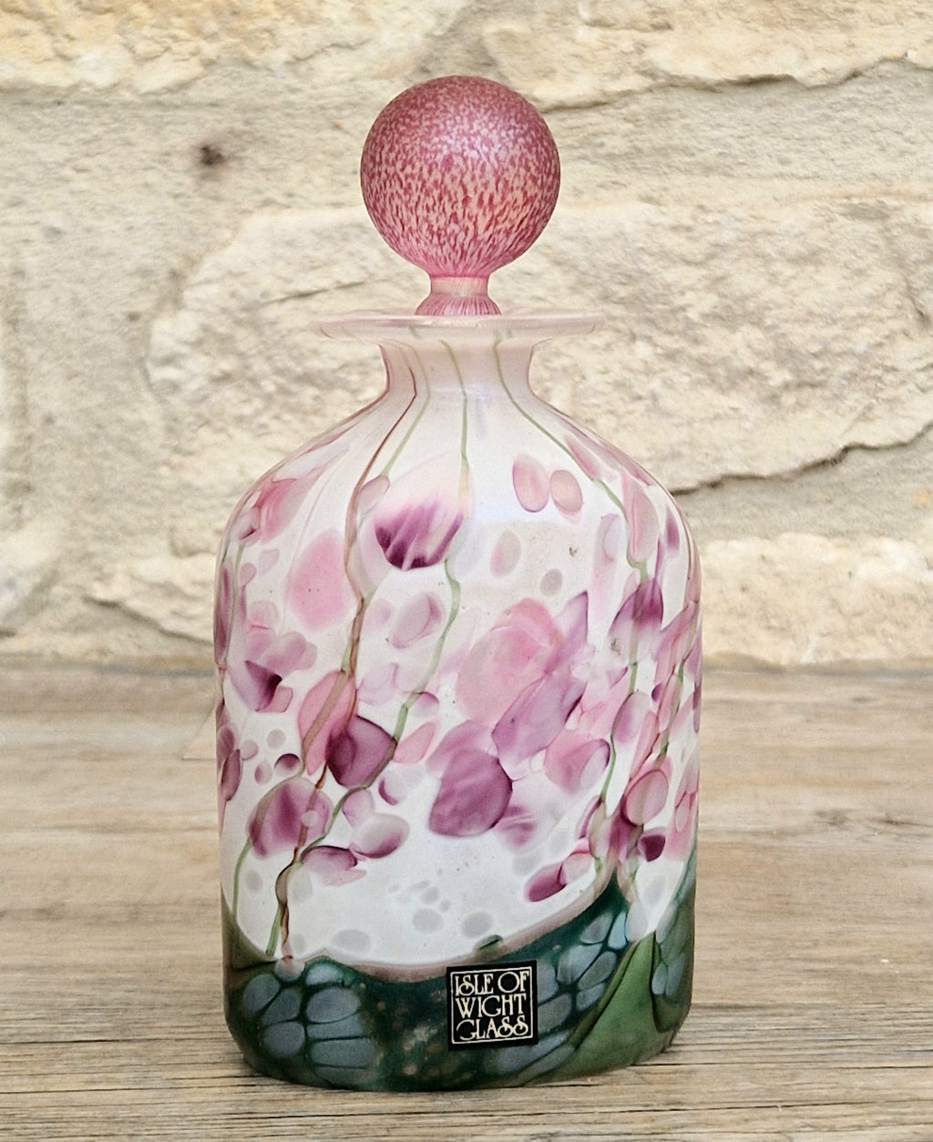 Isle Of Wight Glass Perfume Bottle, Lilac Flower Garden, Michael & Elizabeth Harris