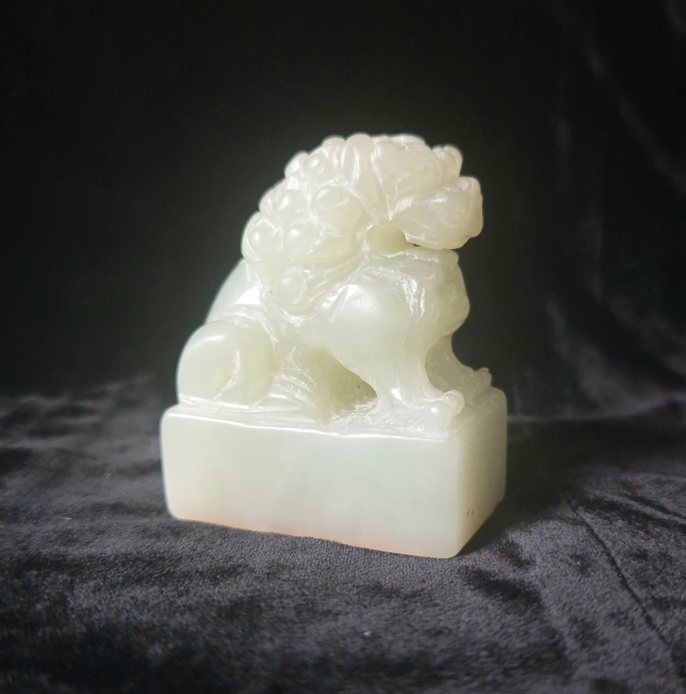Antique Chinese Carved Jade Foo Dog Lion Chop Stamp 6cm