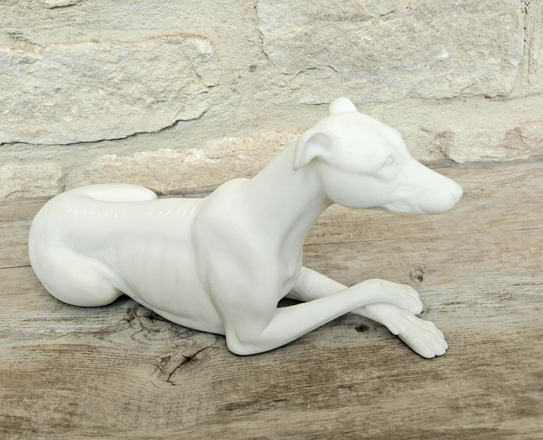 Vintage White Resin Greyhound Sculpture Figurine Ornament Elegant Dog Statue Collectible Decor