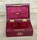 Fine Antique Victorian c.1890 Morrocan Red Leather Bullion Box Coin Box Safe