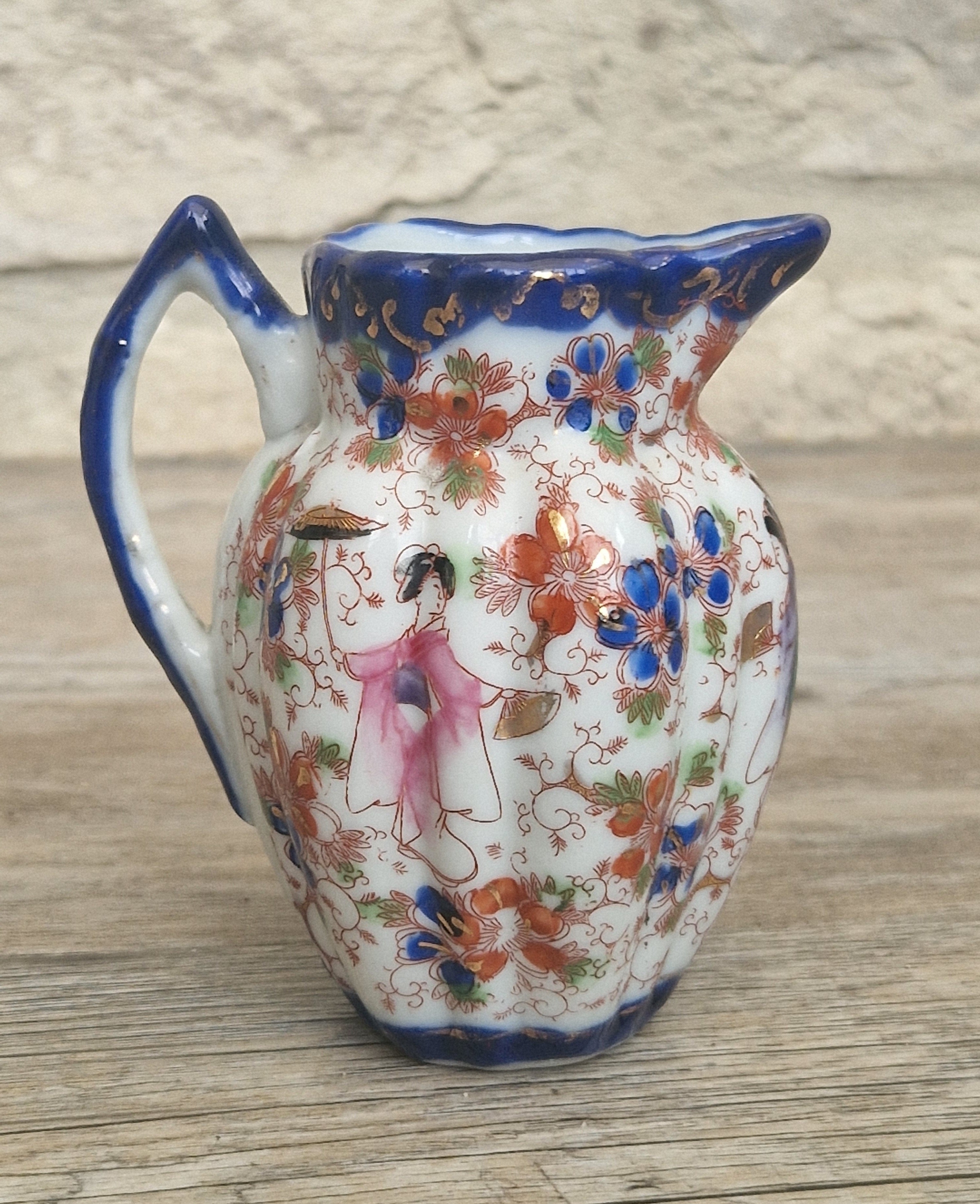 Small Antique Japanese Decorative Ceramic Creamer Jug