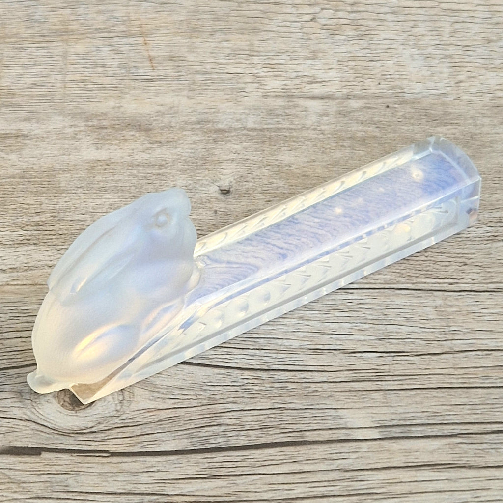Vintage Etling France Opalescent Glass Rabbit Knife Rest Art Deco Opaline Figurine 11cm