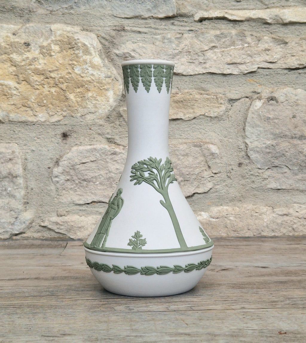 Vintage Wedgwood Jasperware Sage on White Parnassus Vase