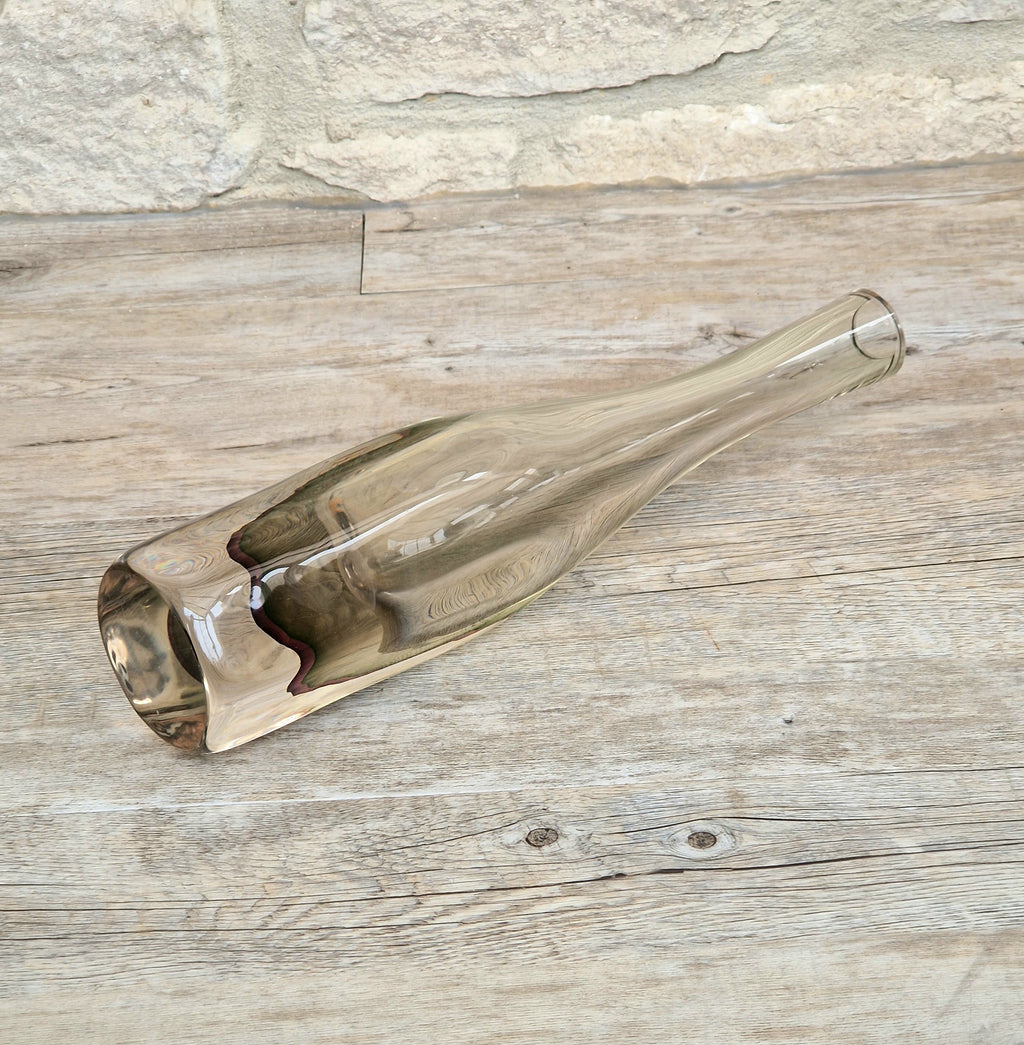 Rare Mid Century Heavy Hand Blown Triple Sommerso Art Glass Bottle Vase 31cm