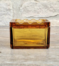 1930s Hienrich Hoffman Amber Intaglio Glass Cupid & Goddess Crenulated Lidded Trinket Box