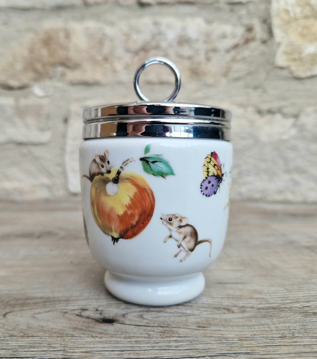 Vintage Royal Worcester Double Egg Coddler A Skipperty Tale Bunny & Bee Made in England
