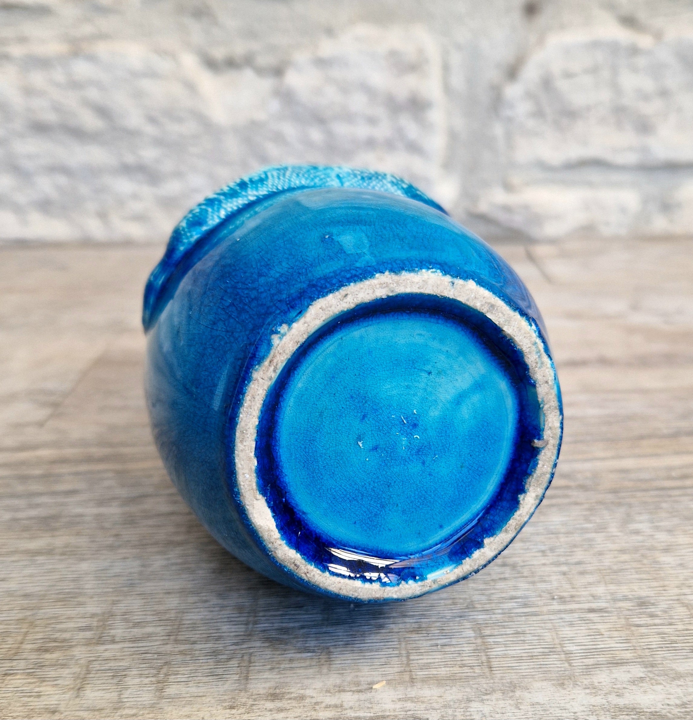 Antique Japanese Awaji Meiji Period Turquoise Pottery Dragon Bottle Vase