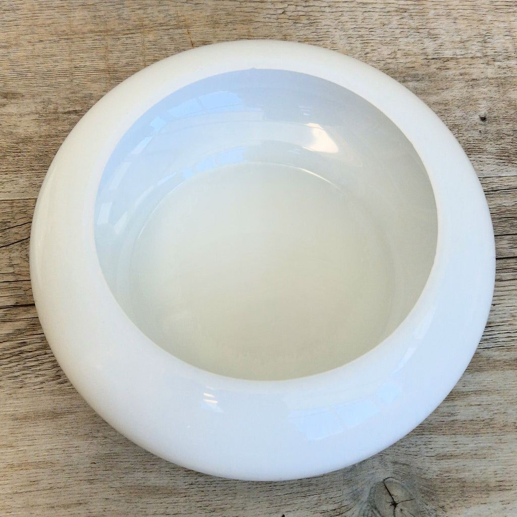 Large French Art Deco White Opaline Glass Bonbonniere Lidded Candy Dish Jar 1930s