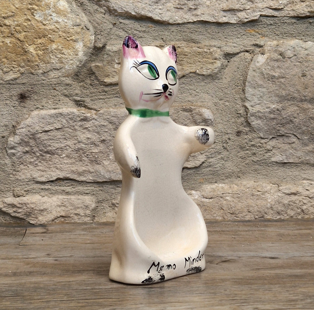 Cat Memo Minder Notepad Holder Midcentury Ceramic Stylised Cat Howard Holt Style