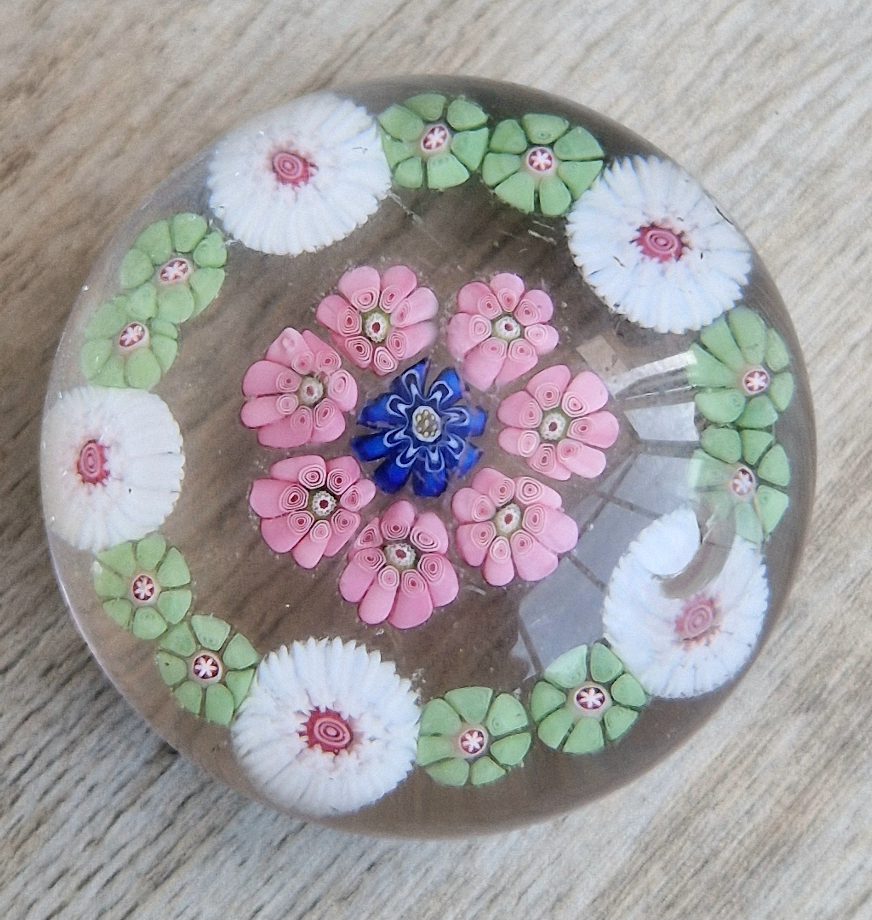 Antique Clichy Miniature Spaced Millefiori Glass Paperweight – c.1850 – 4.6cm Bruised