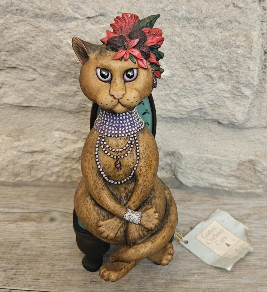 Vintage Curious Cats "The Model" Figure Ornament Linda Jane Smith Border Fine Arts 15cm