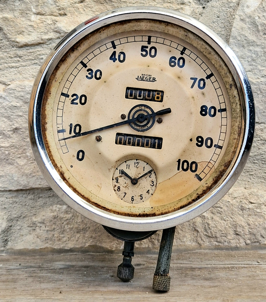 British Jaeger SC54 Sports Model Car Speedometer Clock Dashmount Vintage Pre-war Speedometer