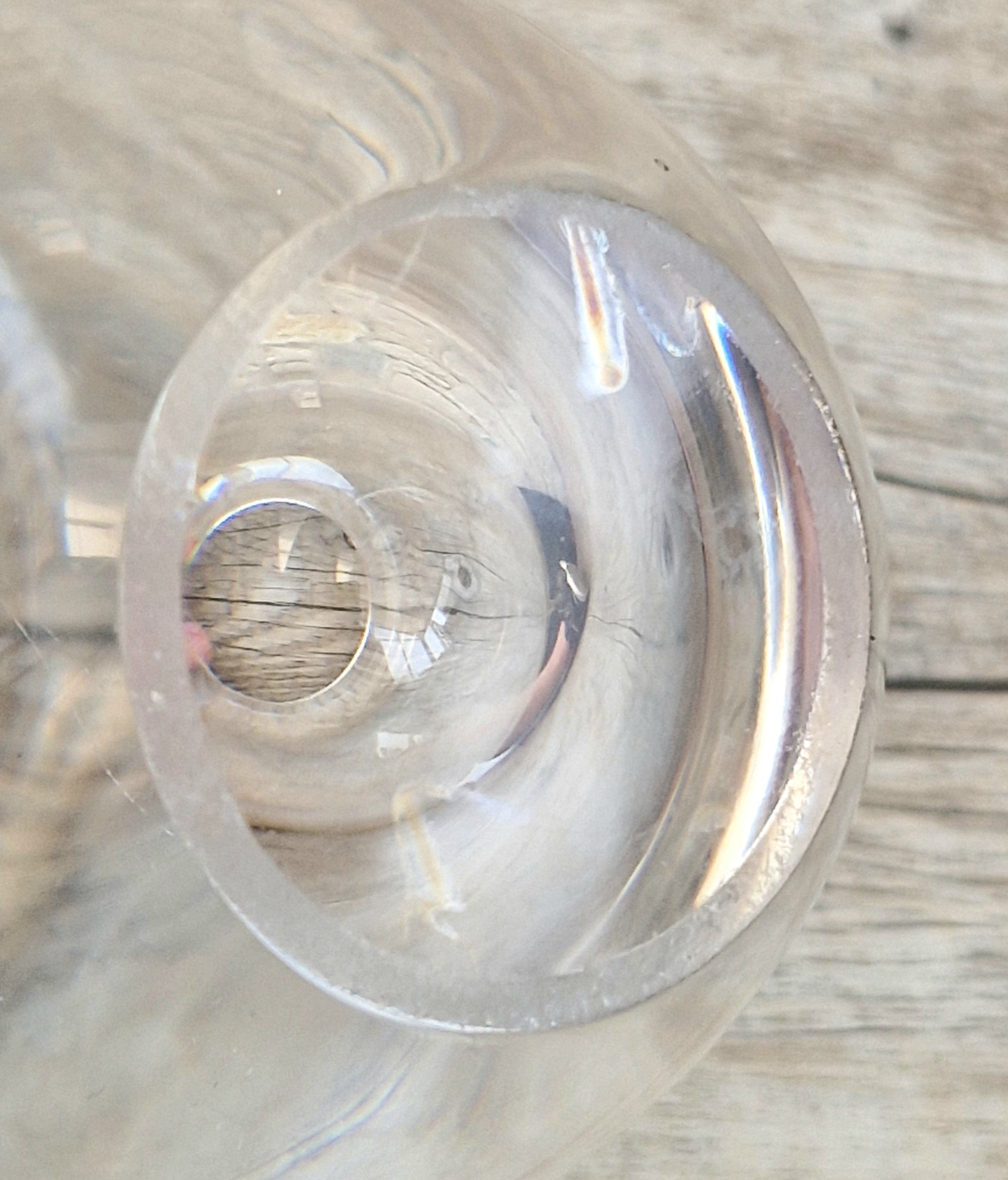 Heavy Mid-Century Clear Hand-Blown Art Glass Ovoid Vase With Polished Frosted Ring Base