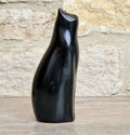 Perry Lancaster Sitting Cat Sculpture – Gloss Black Resin Figurine,Mid Century Decor 17cm