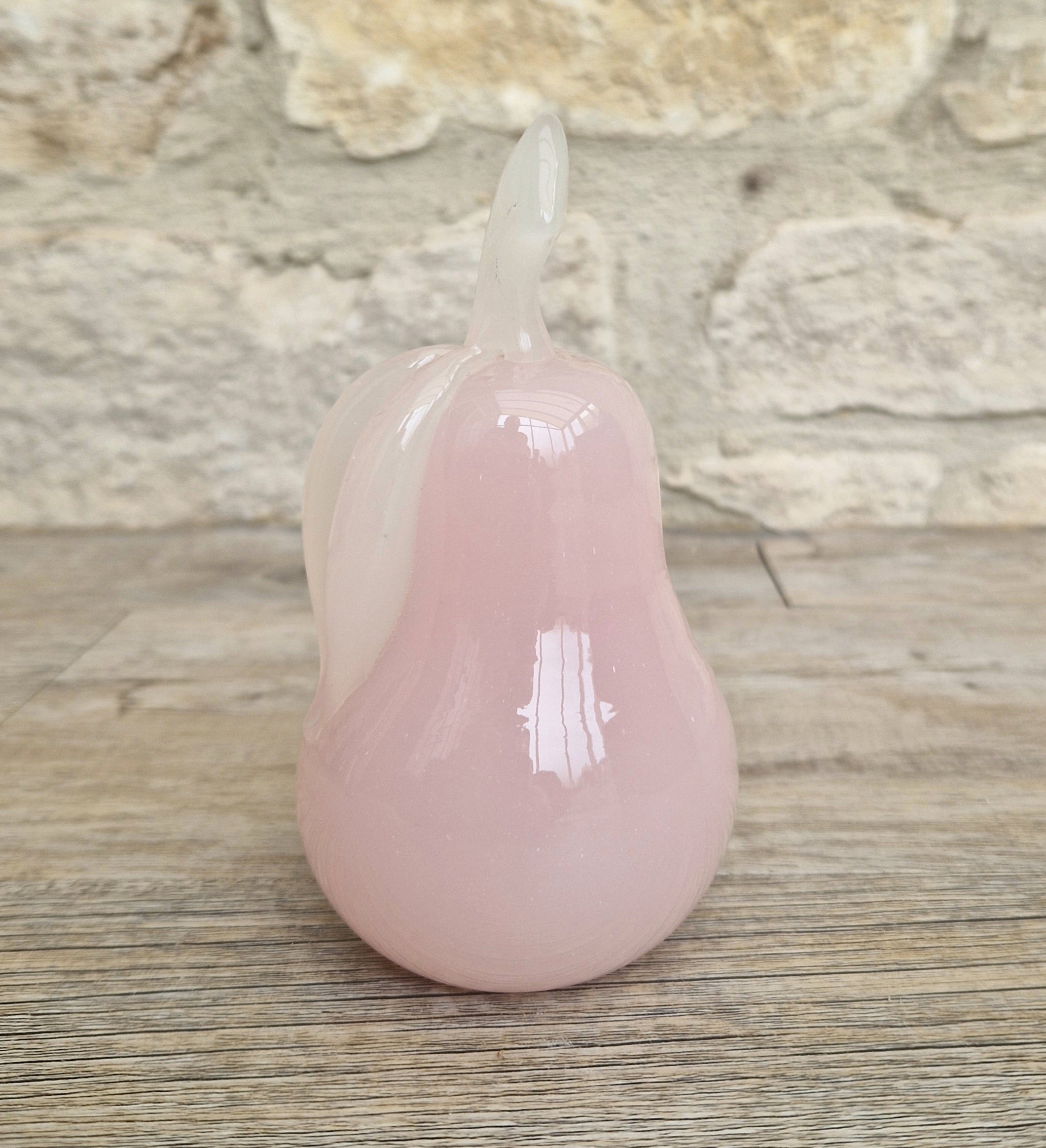 Pink Murano Glass Pear Ornament Archimede Seguso Alabastro Opaline 1950's Vintage Rare