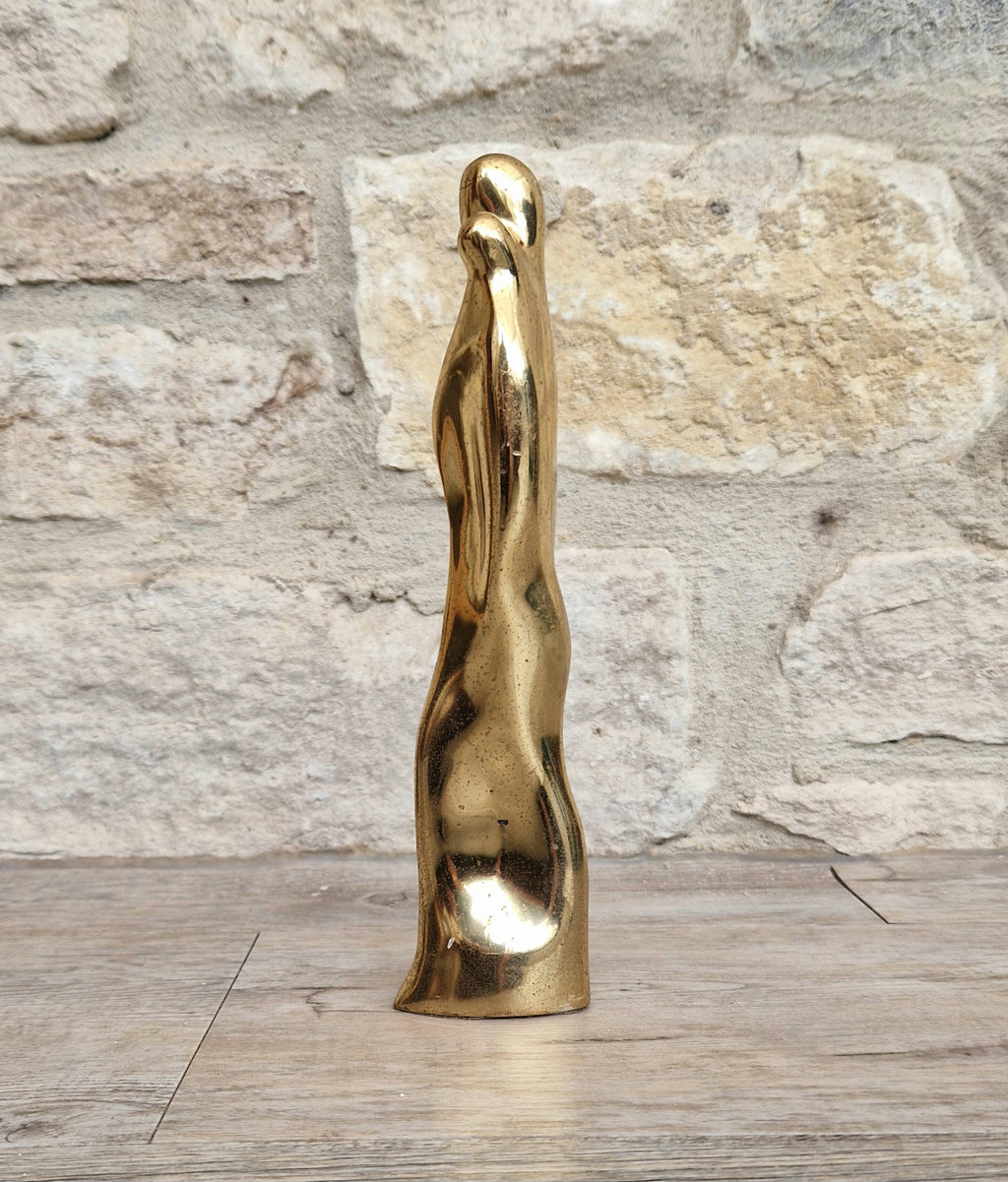 Solid Bronze 'Mother & Child' Figure Biomorphic Abstract 1970s Organic Sculpture Vintage 1.2kg
