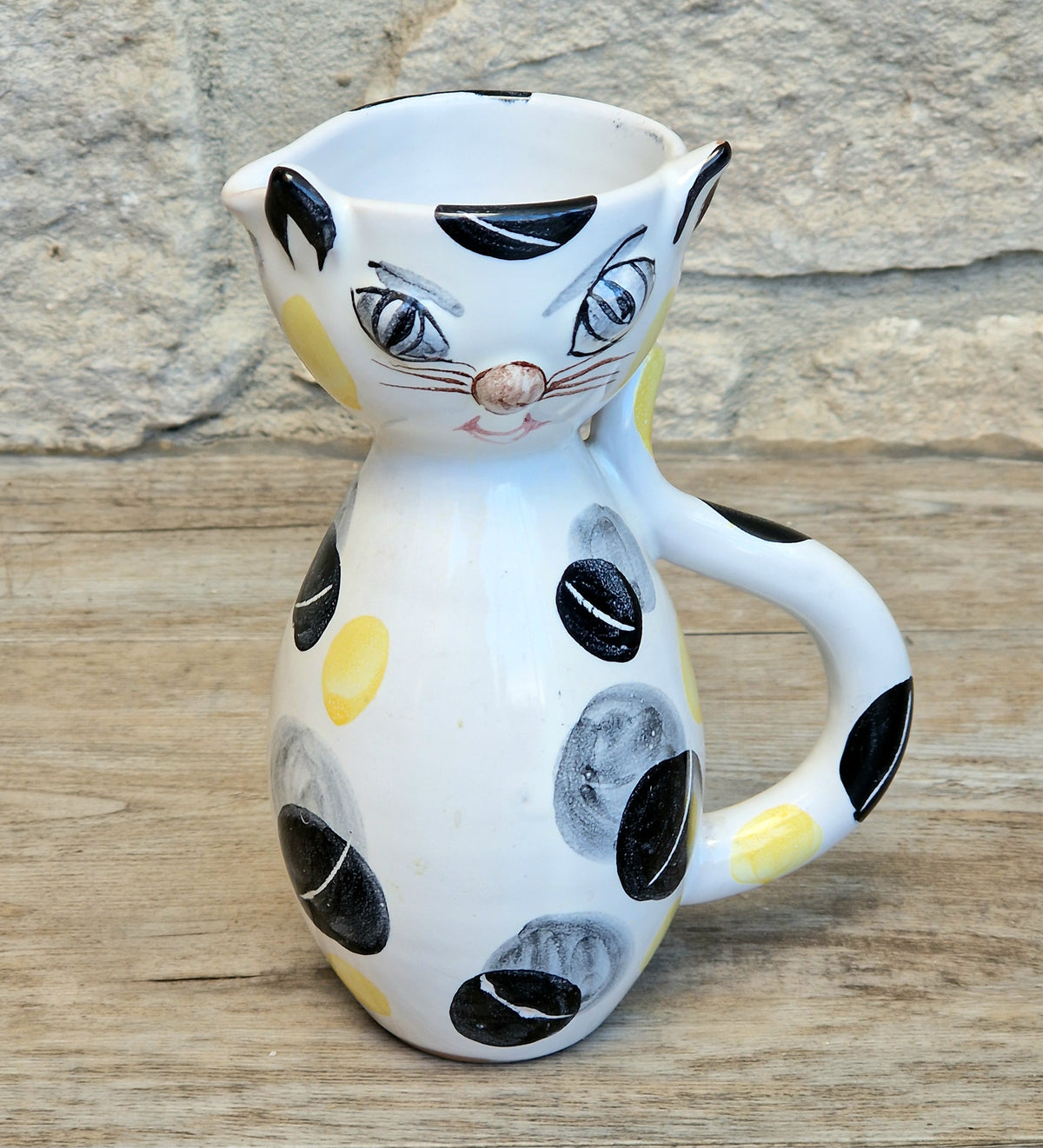 Vintage Italian Ceramic Handpainted Cat Jug 15.5cm
