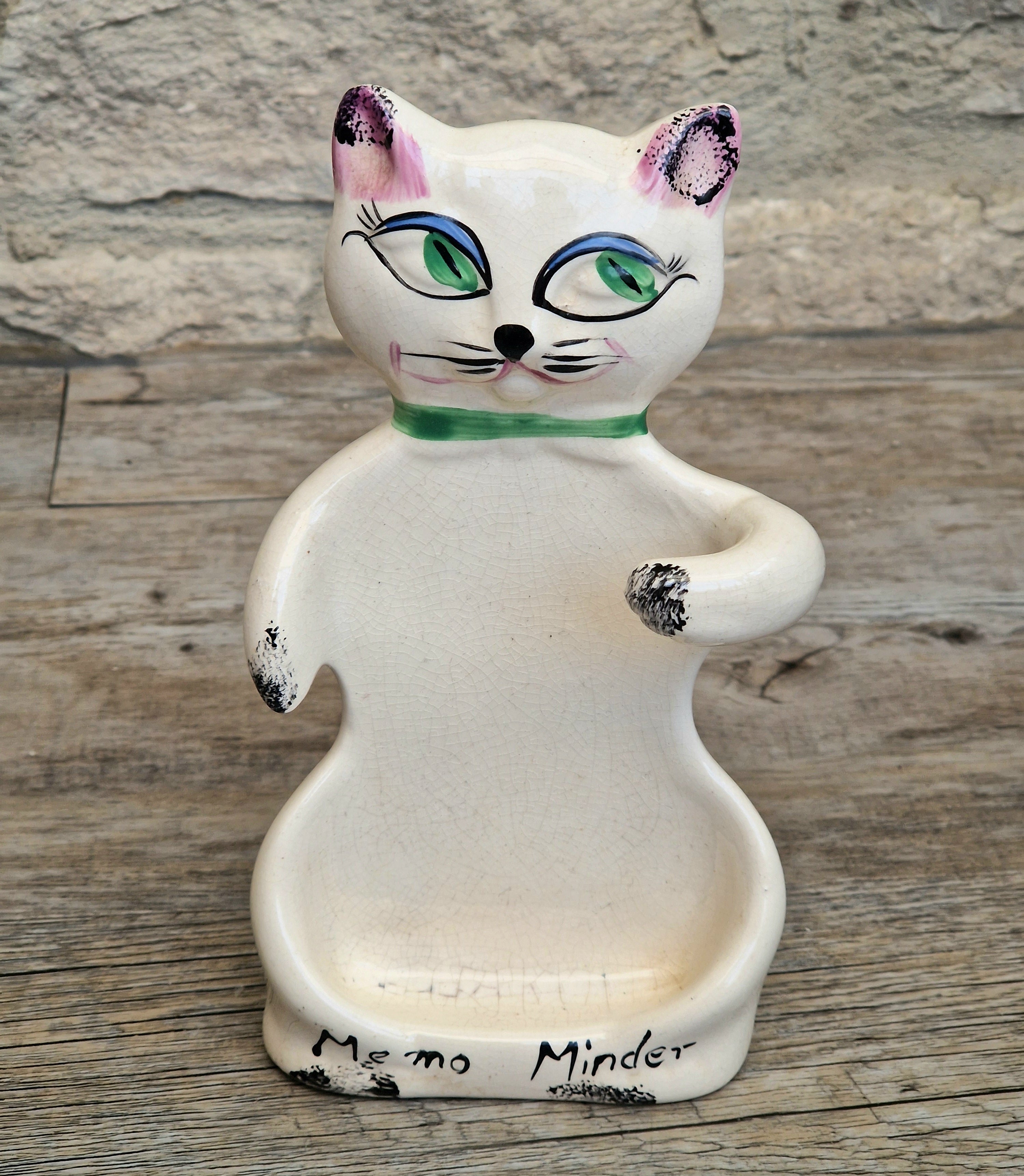 Cat Memo Minder Notepad Holder Midcentury Ceramic Stylised Cat Howard Holt Style